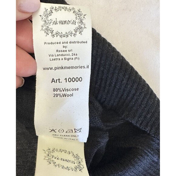 Pink Memories Women's Black Floral Long Sleeve Light Knit Sweater Top Sz 10/46 - Picture 9 of 13